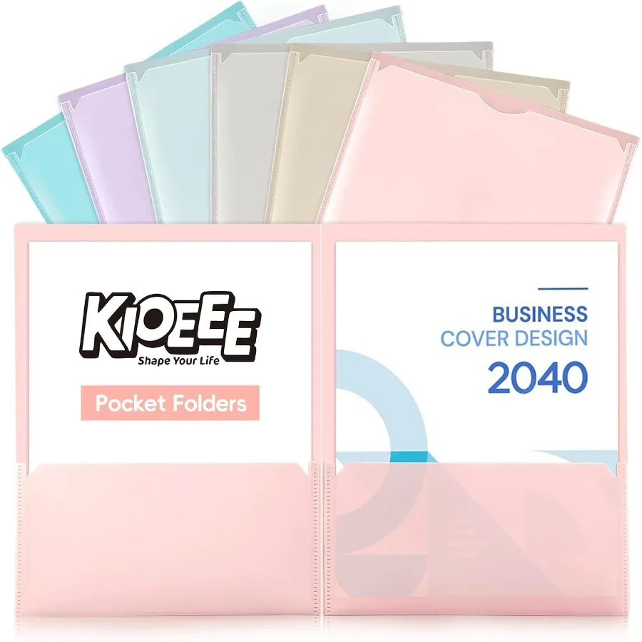 

Plastic Folders with Clear Front Pot 6 Pack with 2 Pots Heavy Duty Letter Size Colored Plastic Folders for School Office Letter