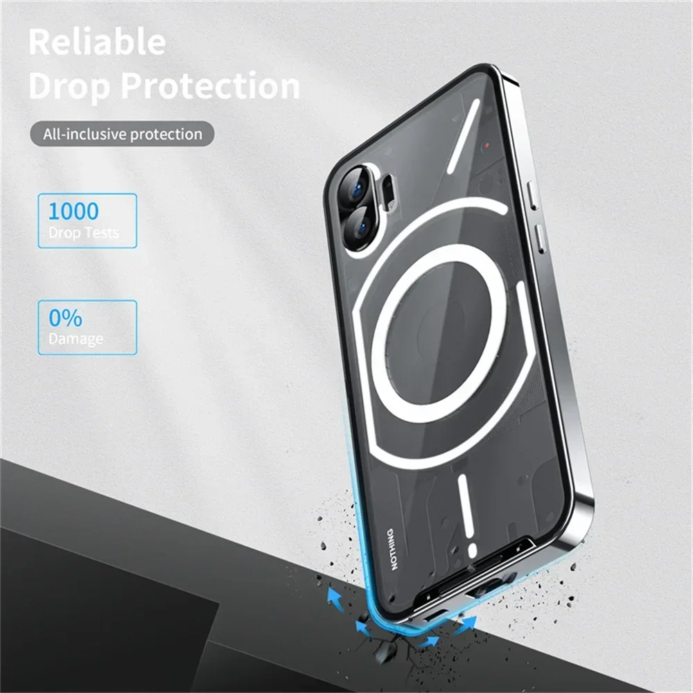 For Nothing Phone 2 1 3 Case Shockproof Aluminum Frame Lock Function Matte PC Cover Funda For Nothing Phone 3 2 1 Magsafe Case