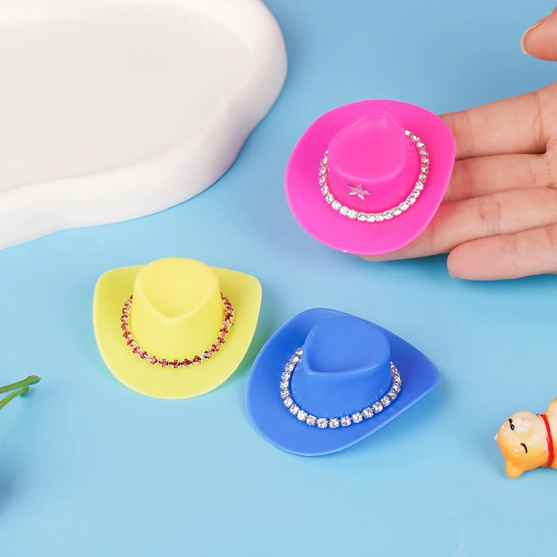 5 個ミニチュアプラスチック人形帽子ウエスタンカウボーイハットカウガールハット人形装飾アクセサリー