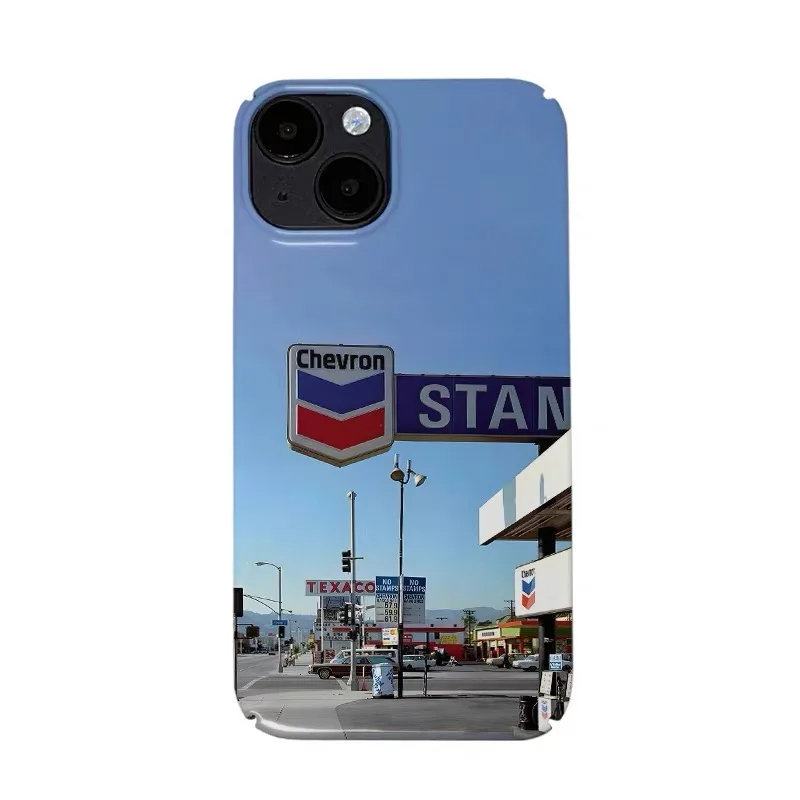 

Ins Korean Blue City Scenery Phone Case for IPHONE 17 Air 16E 15 PROMAX 14 Plus 13 12 MINI 11 PRO 16Plus XR Acrylic Phone Cover