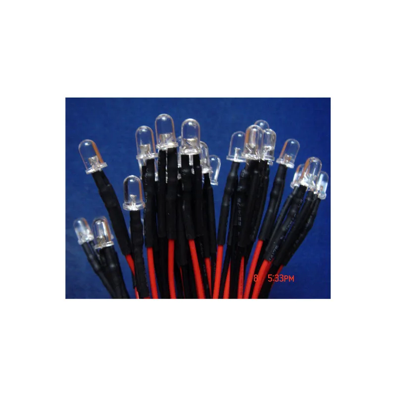 

Оптовая продажа 100 шт. 3 мм Фиолетовый УФ Предварительно смонтированные светодиоды 12 В постоянного тока