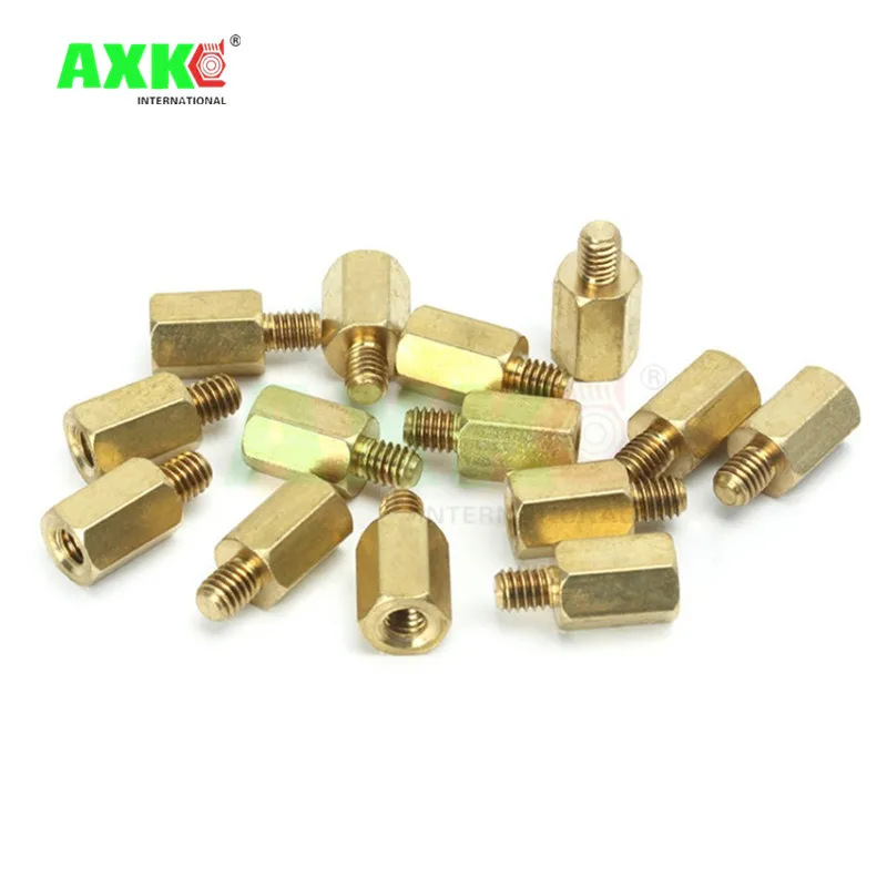 AXK M3*4/5/6/7/8/9/10/11/12/13/14/15+6MM Female Brass Standoff Spacer Copper Hexagonal Stud Spacer Hollow Pillars