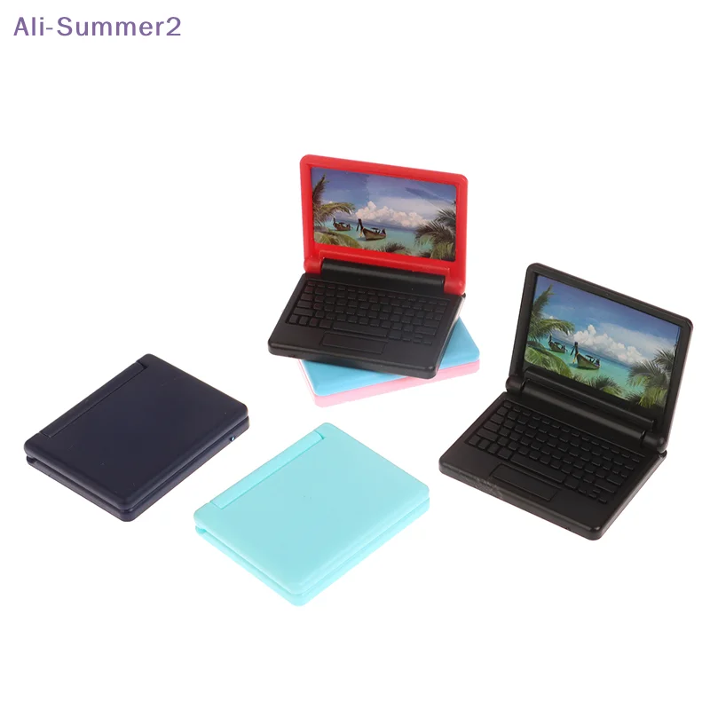 【Summer2】1/12 Puppenhaus Miniatur Faltbares Laptop-Modell Büro Mini Notebook Computer Spielzeug Puppenhaus Dekorationszubehör