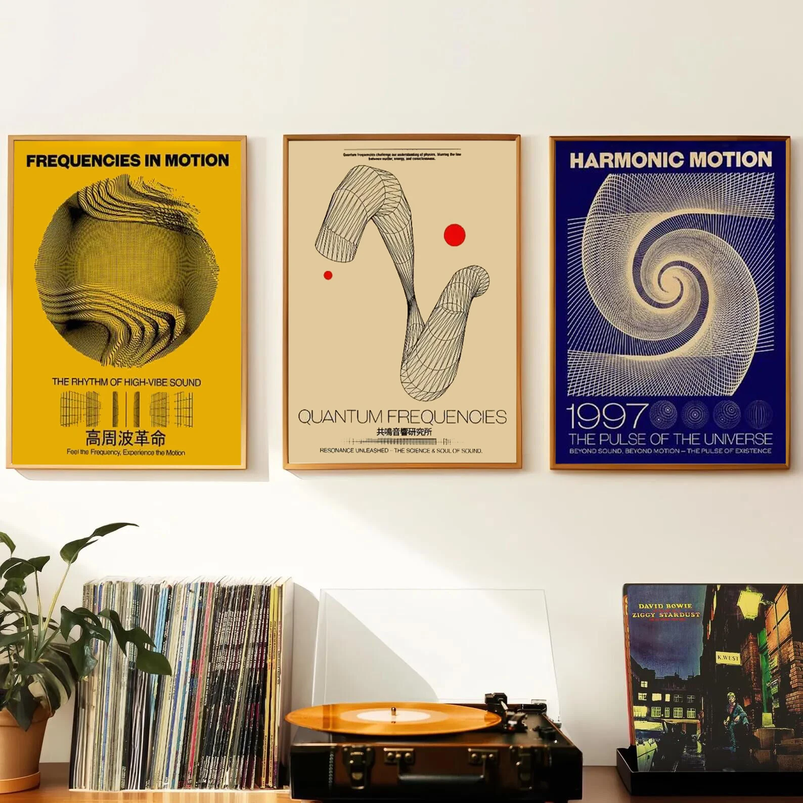 3pcs Soundwave Art Canvas Printed Poster Abstract Harmonic Motion Decorative Mural Modern Home Room Decor Birthday Gift Unframed