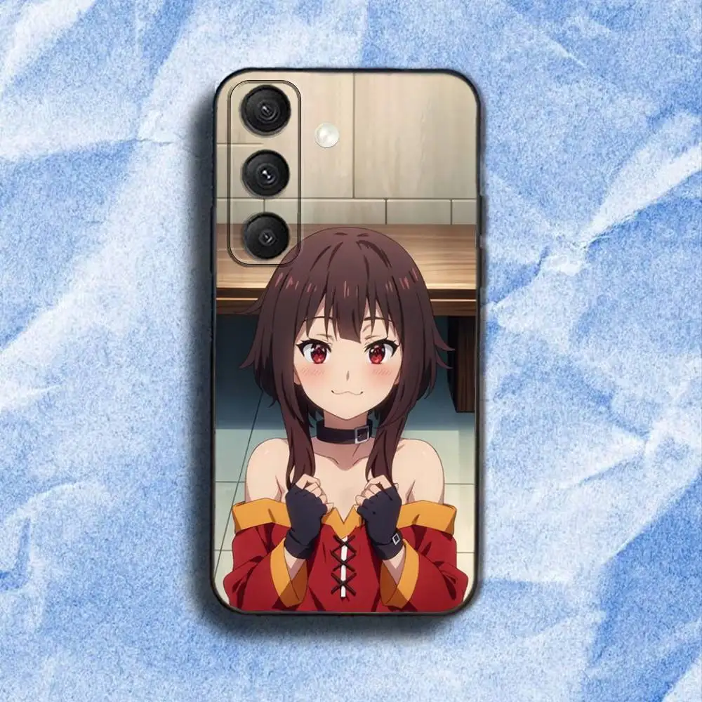 M-Megumin K-KonoSuba Funda de teléfono para Samsung S 25,24,23,22,30,21,10,9,Ultra,Plus,Lite,FE,4,5G Funda blanda negra