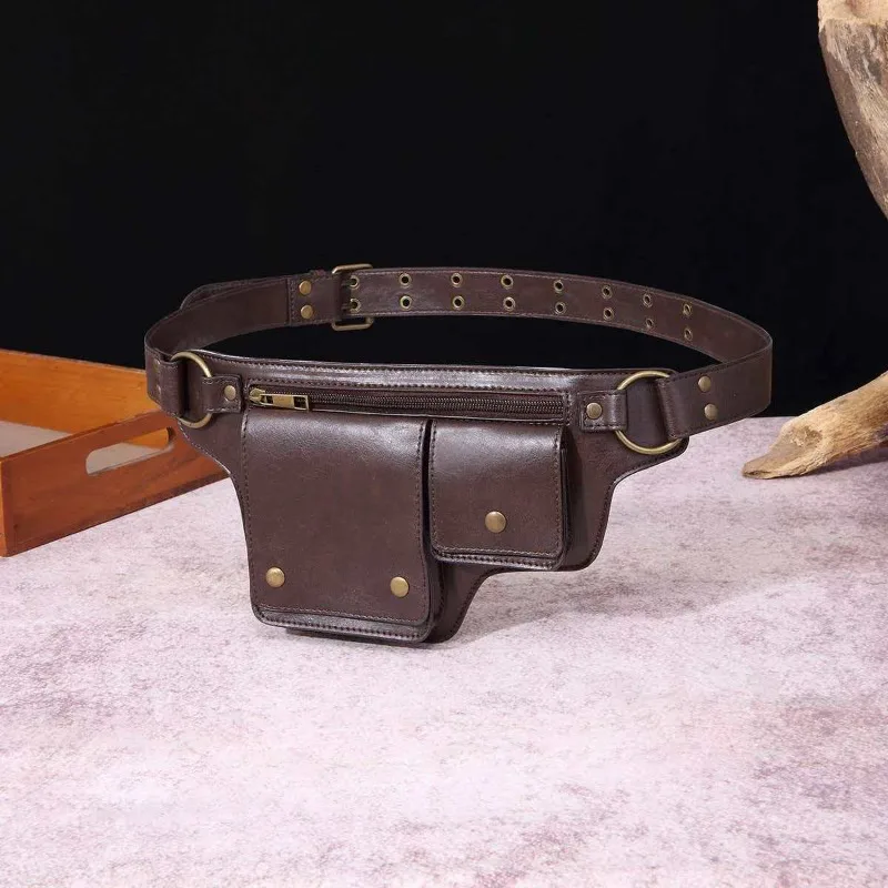

1pcs Retro outdoor sports bag adjustable crossbody waist bag motorcycle style