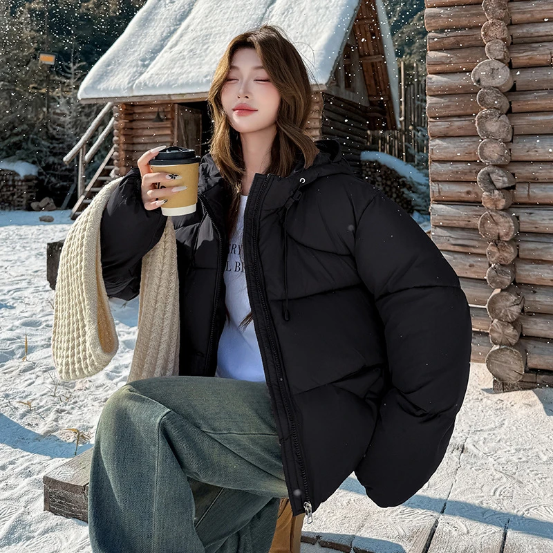Dikke Losse Winterjassen 2025, Mode Nieuwe Korte Vrouwen Katoen Gewatteerde Jassen Korte Sport Casual Brood Kleding Student Uitloper
