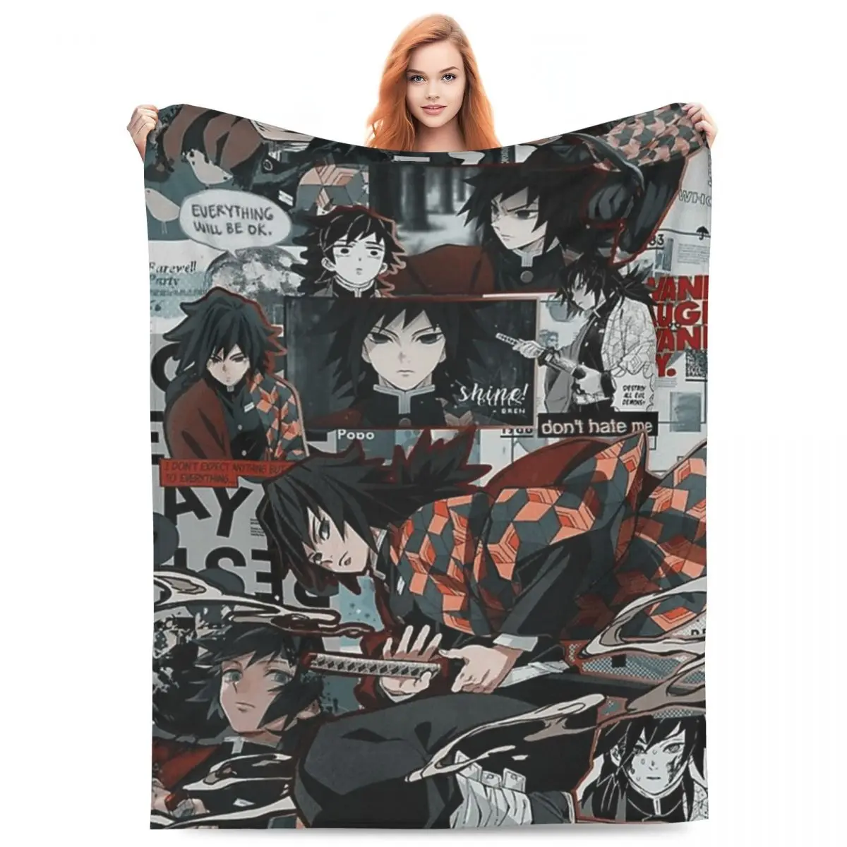 

Anime Demon Slayer Kamado Tanjirou Blankets Fleece Super Soft Throw Blankets for Couch Bedding Office Throws Bedspread Quilt