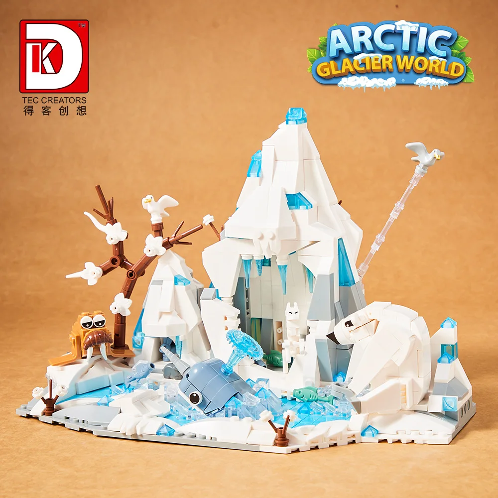 New 6024 898pcs MOC Arctic Glacier Snow Scene Building Blocks Bricks Assembling Model DIY Toys for Children Christmas Gift Set