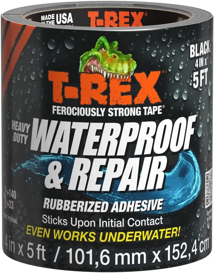 T-Rex Super Strong Waterproof Tape Heavy Duty Black Duct Tape for Outdoor Emergency Repair Leak Seal