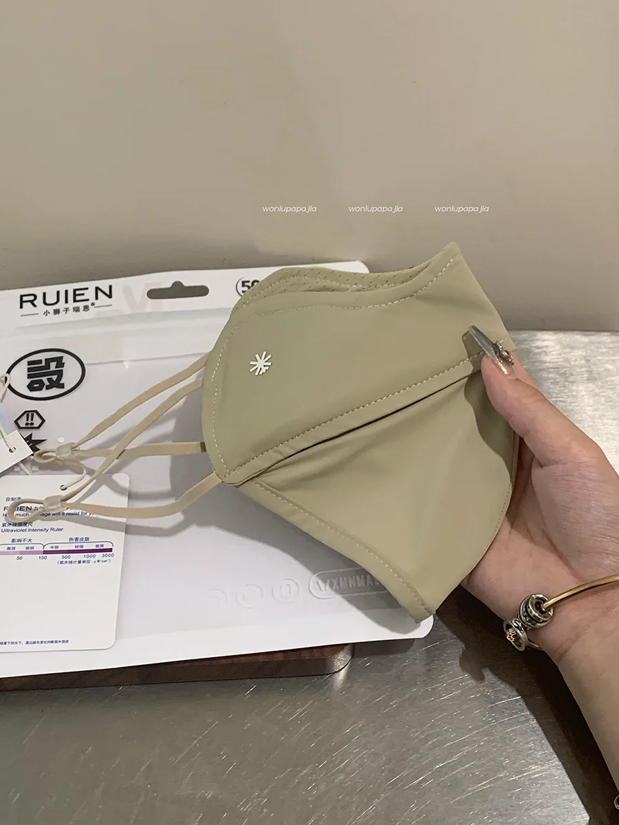 Verão upf50 + 3d espinha de peixe protetor solar máscara de seda gelo ajustável respirável máscara uv para mulheres homens ao ar livre ciclismo viagem uso