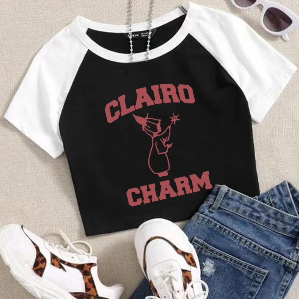 Clairo Charm Angel Cottrill Crop Tops T-shirt Gift for Clairo Fan Women Girls Short Crop Tops