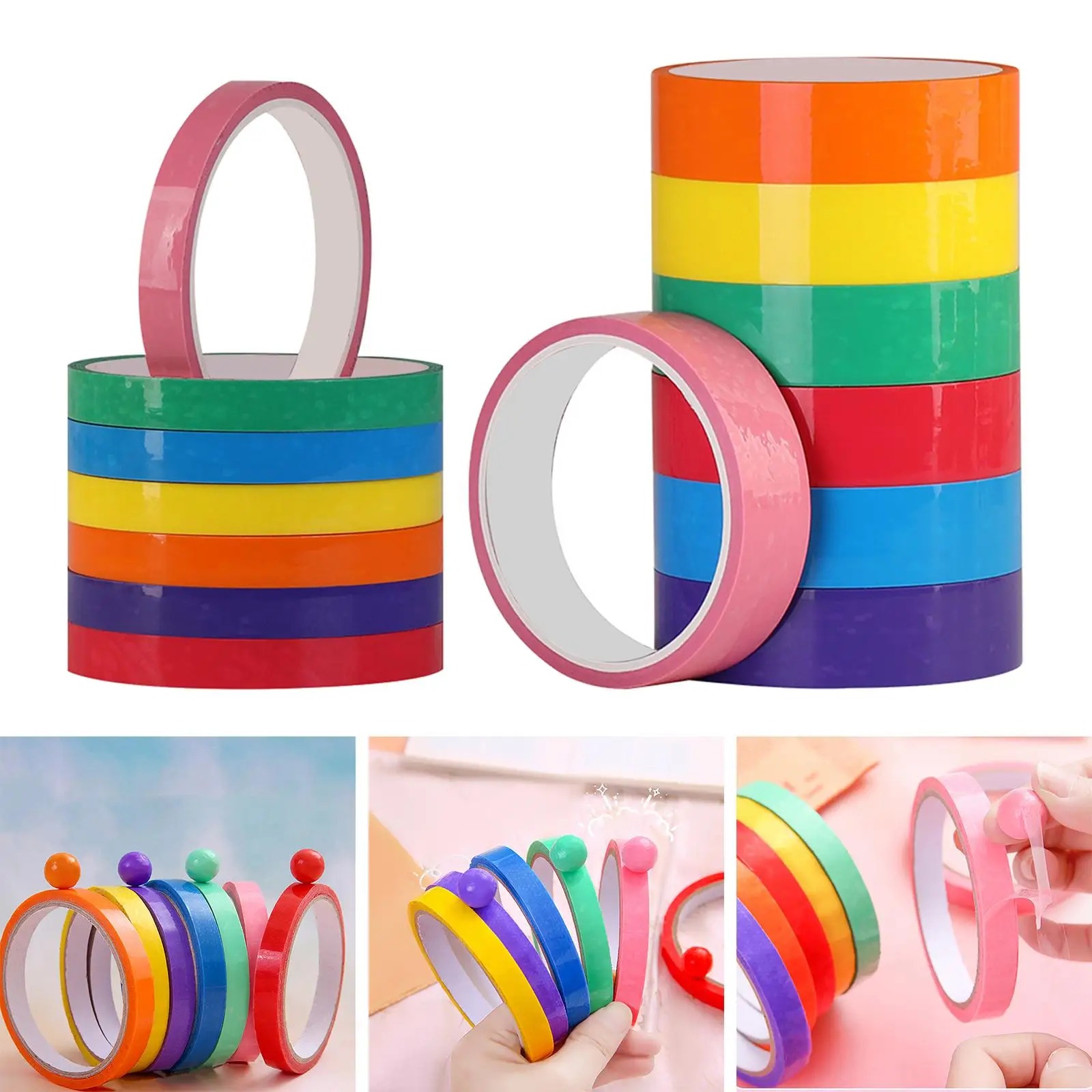 Sticky Ball Rolling Tape Sensory Toy Bright Colored Adhesive Tape DIY Craft Material for Birthday Party Gift