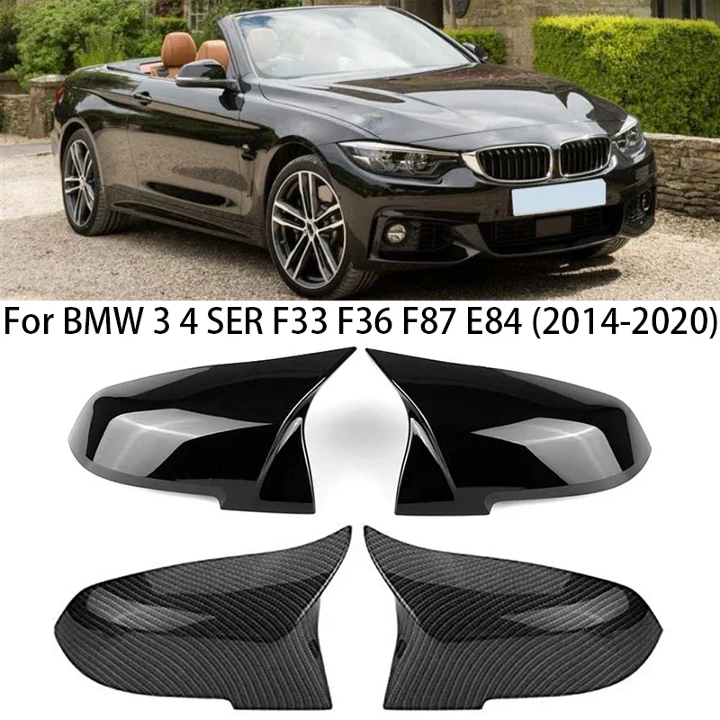 

Carbon Black Rearview Side Mirror Covers Cap For BMW X1 M2 3 4 SER F33 F36 F87 E84 2014-2020 Replacement Accessories