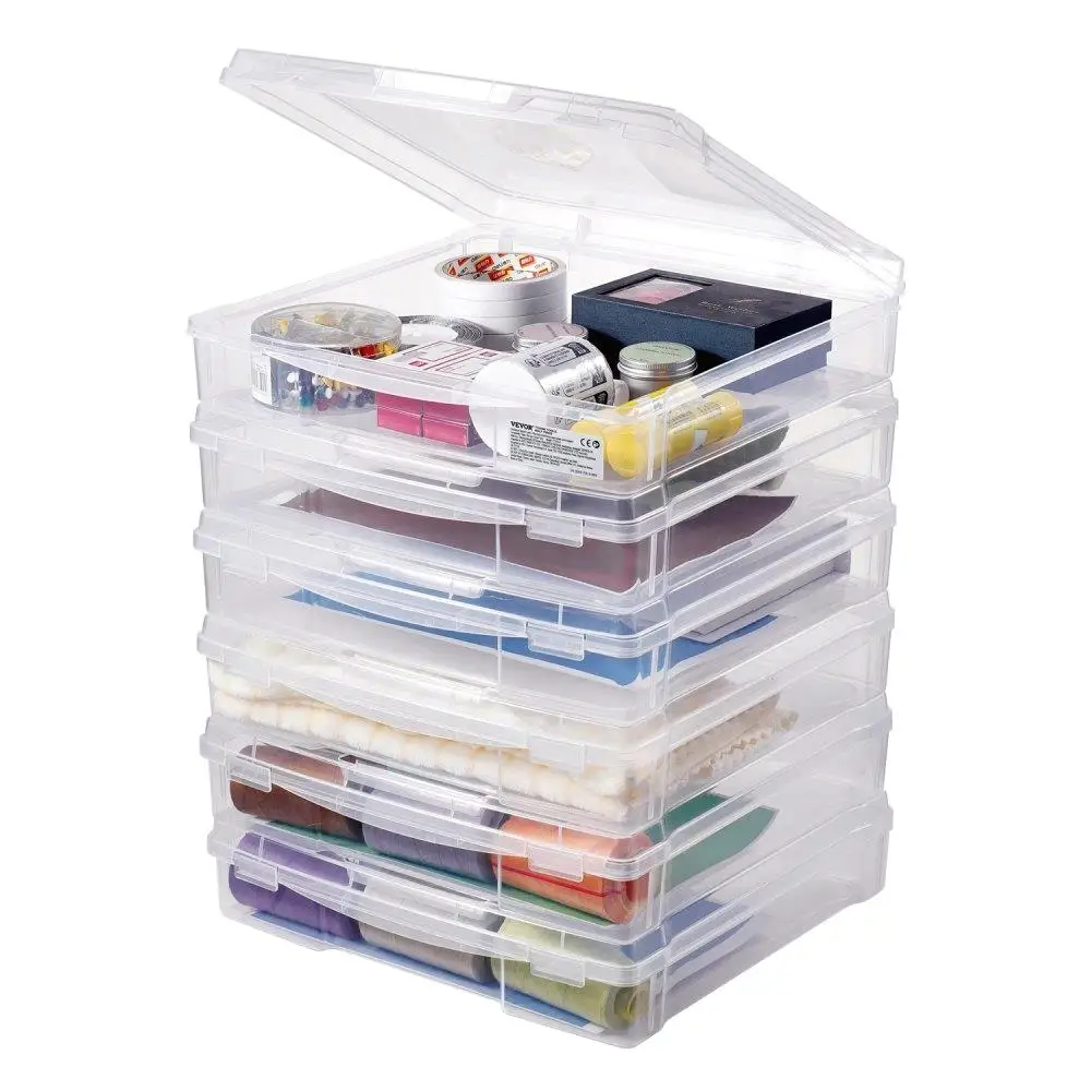 

6-Piece Stackable Plastic Storage Box Set for Gaming Accessories Scrapbooking and Home Organization