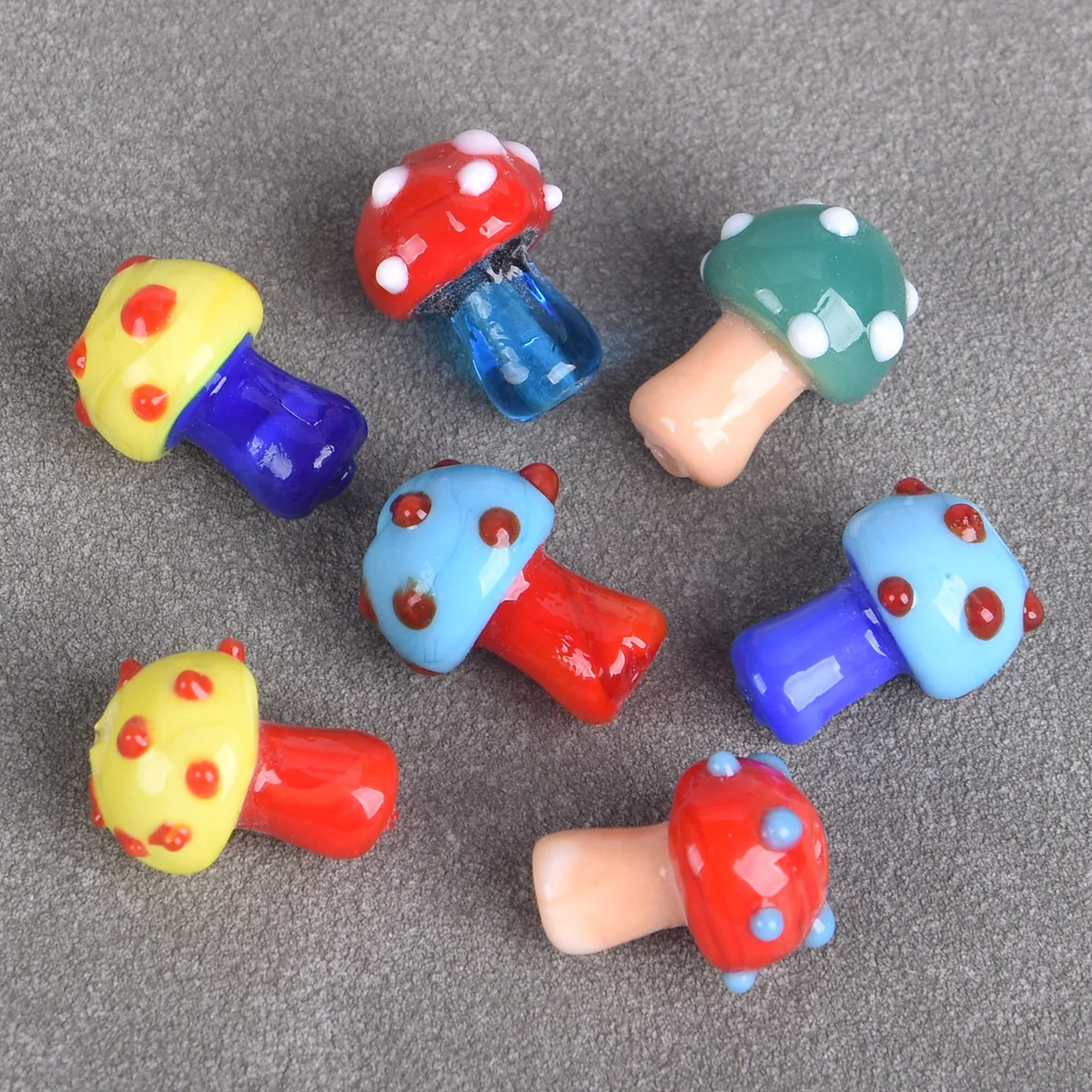 

5pcs Colorful Mushroom Shape 17x13mm Handmade Lampwork Glass Loose Beads For Jewelry Making DIY Crafts Findings