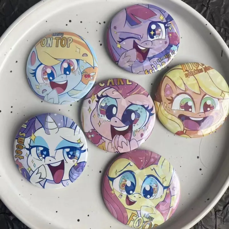 بلدي ليتل المهر Fluttershy قوس قزح داش الخنصر فطيرة الشفق البريق الغريبة أبلجاك بروش شارة صفيح Accessoy هدية 58 مللي متر