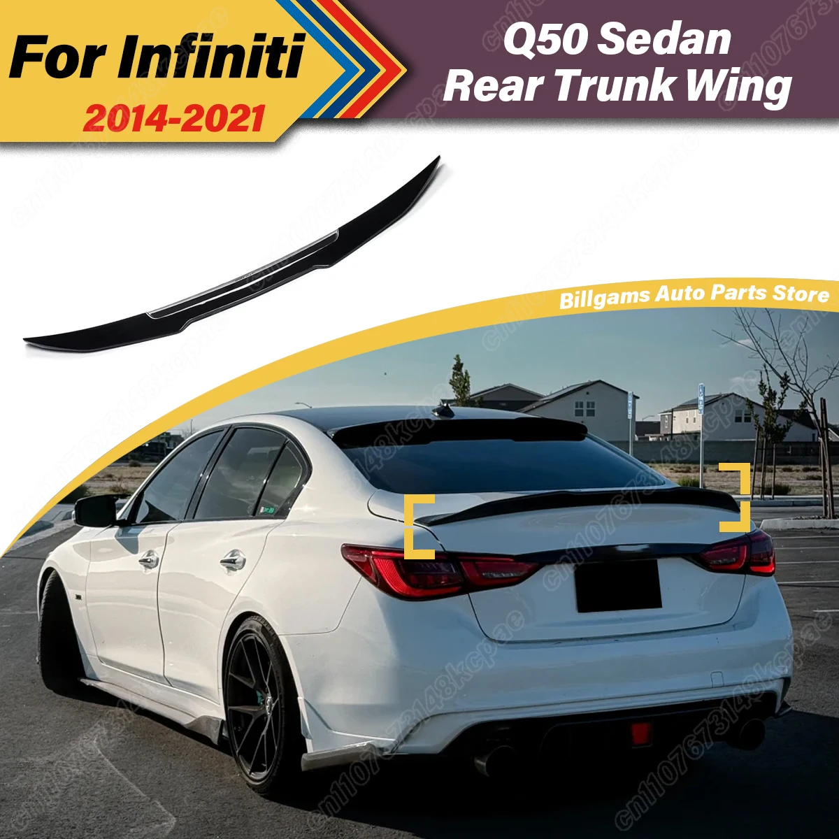 

For Infiniti Q50 Sedan 2014 2015 2016 2017 2018 2019 2020 2021 Automobile Rear Thunk Wing Tail Spoiler Board Decorative Body Kit