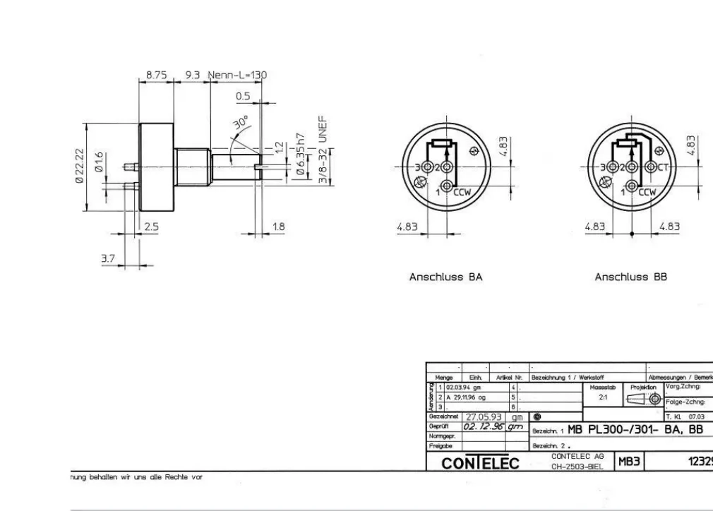 for PL300-2*5KO/M Angle displacement sensor
