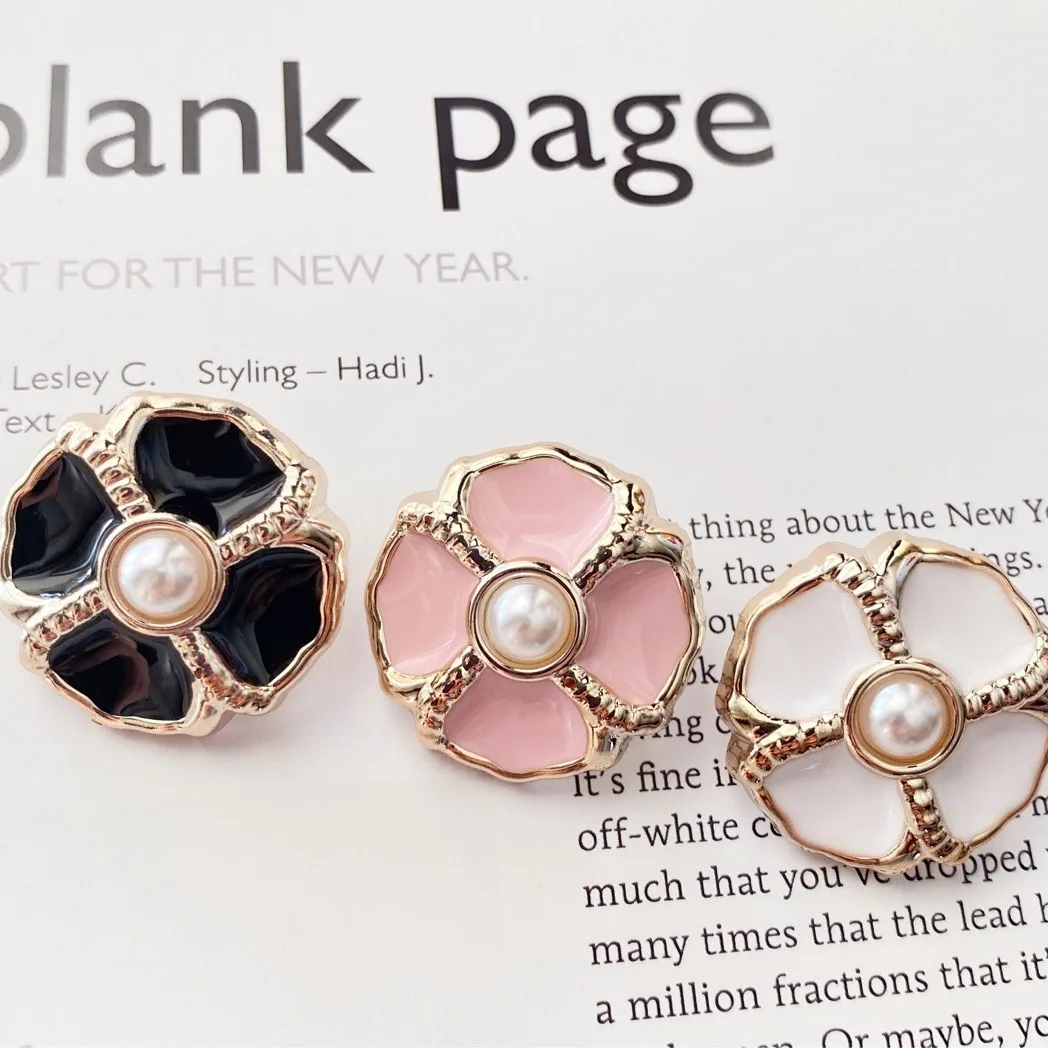 yZ[z10PCS 18/21/25MM  Fashion Handmade Imitation Pearl Shank Buttons DIY For Clothing Elegant Flower Designed Sewing Accessories