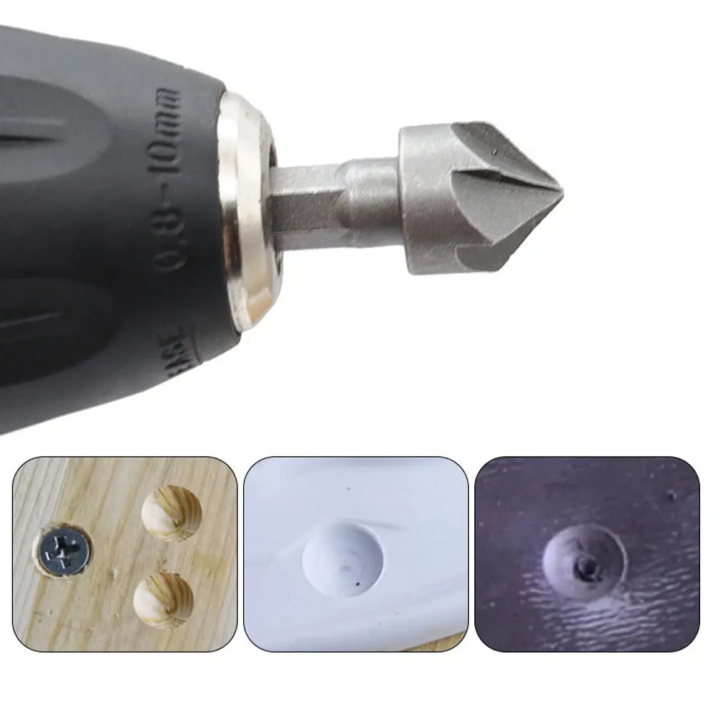 10Pcs 90 Degree Hexagonal Shank Six-Edge Chamfering Tool Carbon Steel Sandblasting Deburring Drill Taper Hole Cutter