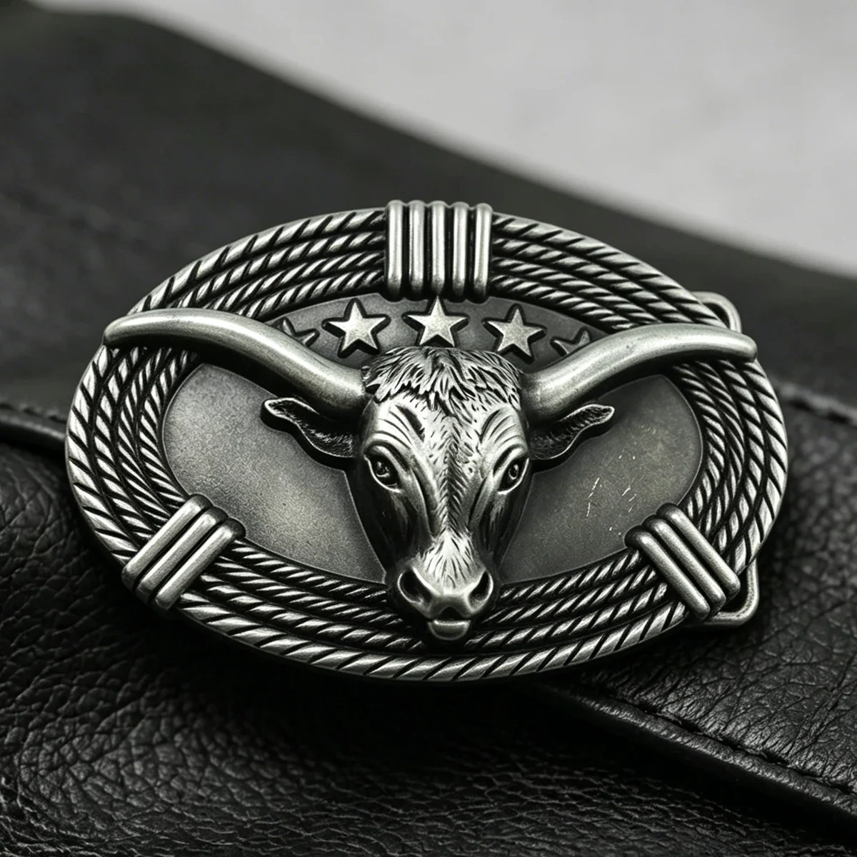 Retro Western Longhorn Halter Oval Shape Belt Buckle Fashionable Leather Accessory Cowboy Classic Trend