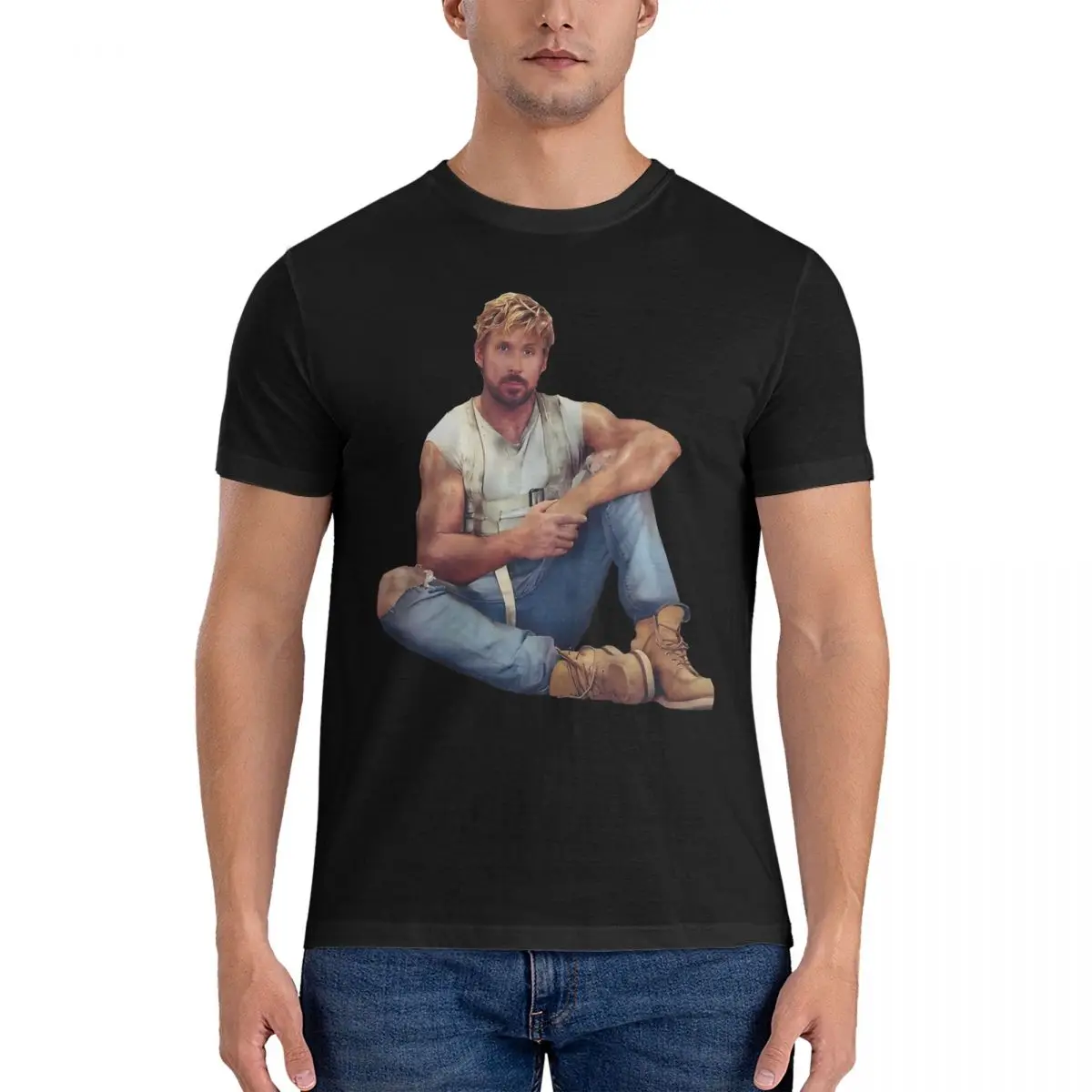 The Fall Guy T-Shirt for Men Ryan Gosling Funny Cotton Tees O Neck Short Sleeve T Shirts New Arrival Clothes