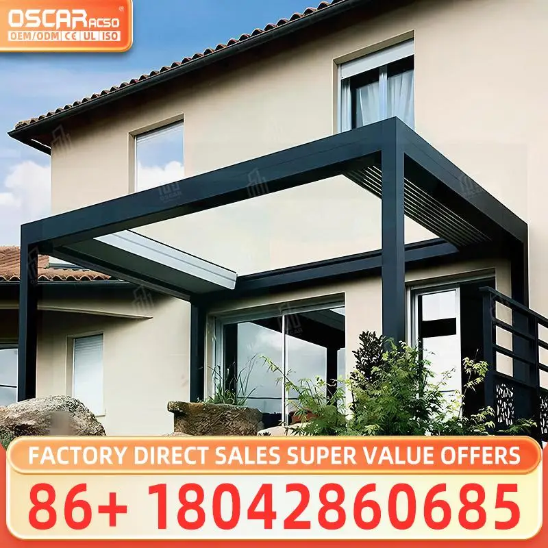 Motorized Aluminum Patio Roof for Garden Swimming Pool Backyard with Modern Design Stylish Pergolalike Structure pergola