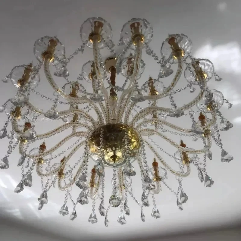Clear Crystal Golden Chandeliers Multi 4/6/8/10/15/18 Arms Optional Lustres De Cristal Chandelier  Wall Lamp LED E14