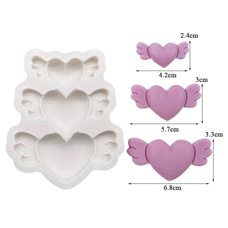 Wings Heart Shape Silicone Mold Sugarcraft Cupcake Baking Mold Fondant Cake Decorating Tools