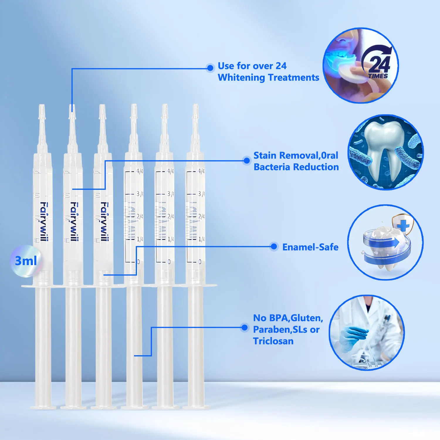 Fairywill Teeth Whitening Kit LED Light W/22% Teeth Whitening Light With 6 Carbamide Peroxide Teeth Whitening Gel For Sensitive