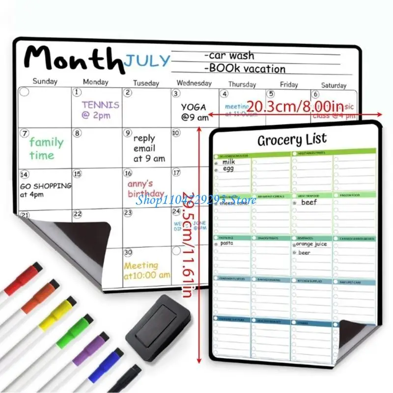Y2GD MAGNÉTIQUE MONDIAT MEMBAL CALENDRE HEBDAIRE BLAND BLAND pour les réfrigérateurs efface le calendrier Dry efface à