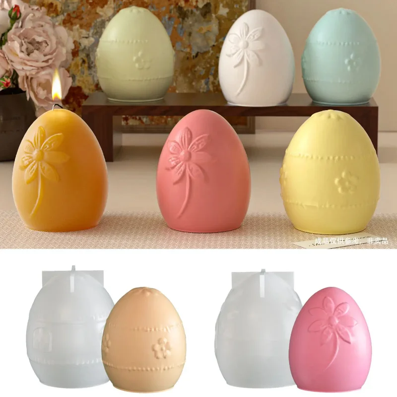 

Силиконовая форма для 3D-изделий: креативное пасхальное яйцо с рельефным цветочным узором, для ароматических свечей, гипса, смолы, украшений, декора для дома на Пасху