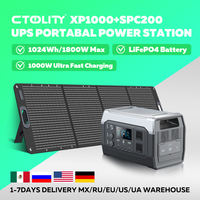 CTOLITY 1800W Solar Generator 1024Wh Camping Portable Power Station Solar Panel 100V-230V 1024Wh Lifepo4 Solar Generator Battery