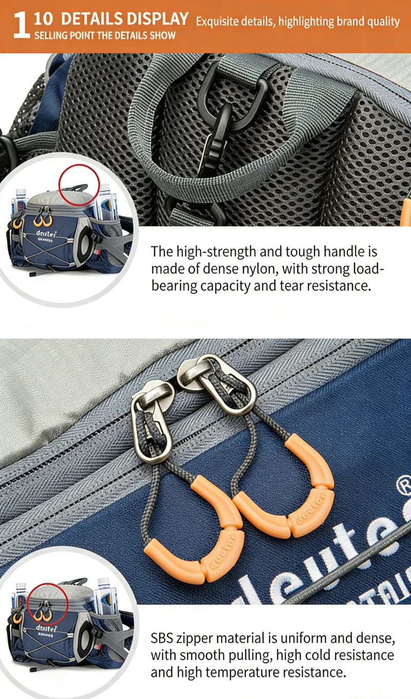 Camping Hüft- und Brusttasche Outdoor Nylon Schultertasche Crossbody Reise Fahrrad Laufen Handtaschen Klettern Herrentaschen – Detail 6