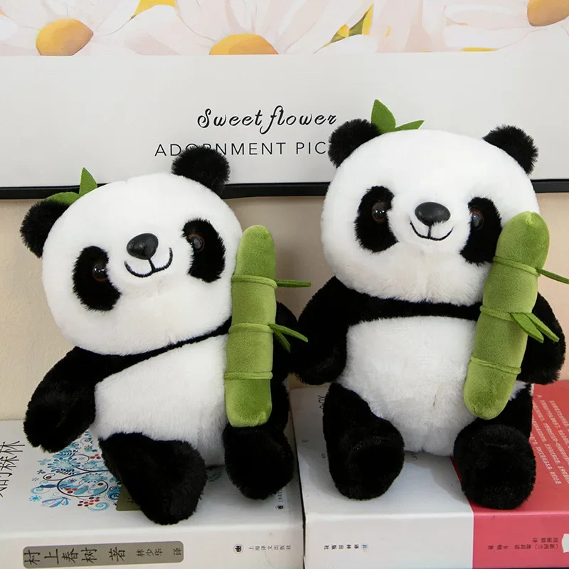 Bamboo Tube Panda Holding Bamboo Kids Gift Cute National Treasure Giant Panda Doll Fubao Huahua Gift Sofa Decoration 25cm