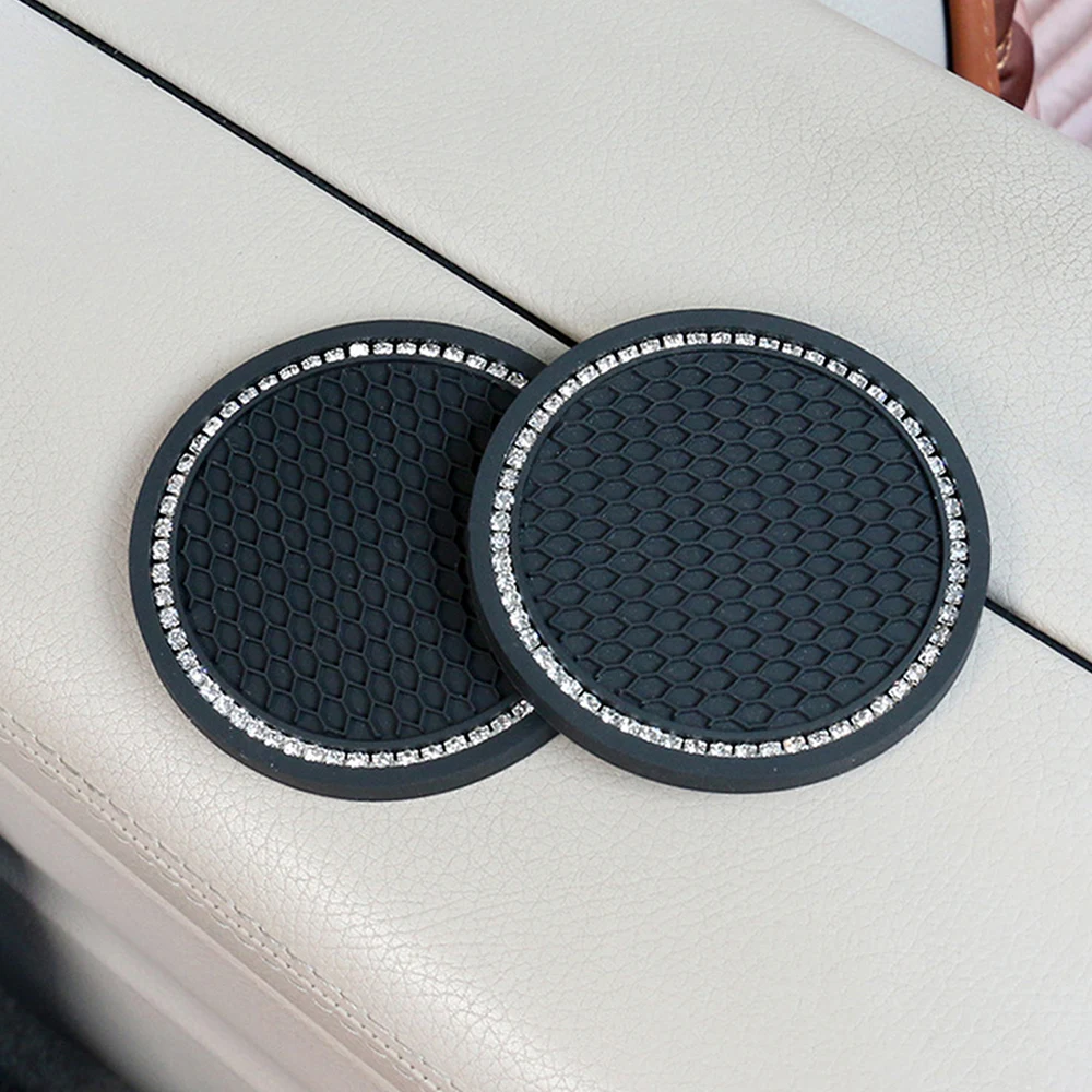 Rhinestone Car Water Cup Mat Anti-Slip Mat Pad Silica Gel Non-Slip Car Mat For Mini Cooper For Car Interior Kitchen Accessories