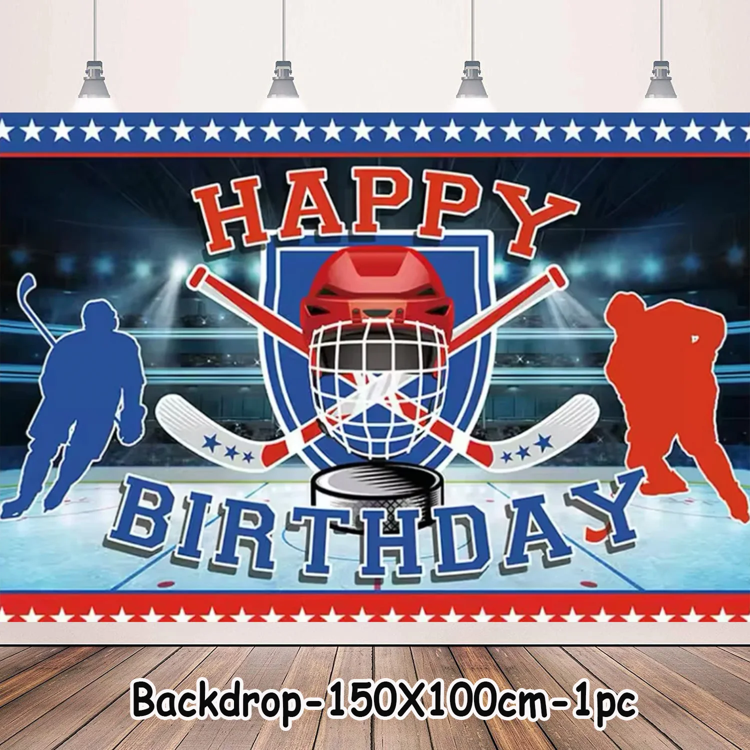 Eishockey-Thema Kindergeburtstag Party-Zubehör Dekoration Sport Hockey Ballon Tortendekoration Banner Hintergrund Babyparty Requisiten – Detail 7