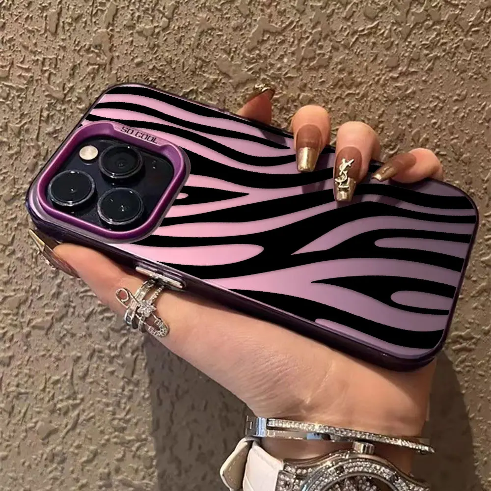 Cartoon Zebra Pattern Leopard Print Cover Phone Case For Apple iPhone 16 14 15 11 12 13 Pro Max PLUS Hard Shockproof Case Funda