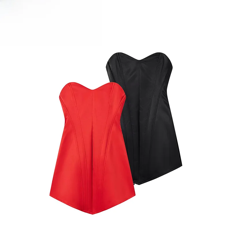 Fashionable ZR Summer New Women's Slim Fit Tube Dress Fishbone Pattern Stylish Versatile Muffin Strapless Dress Casual Wear