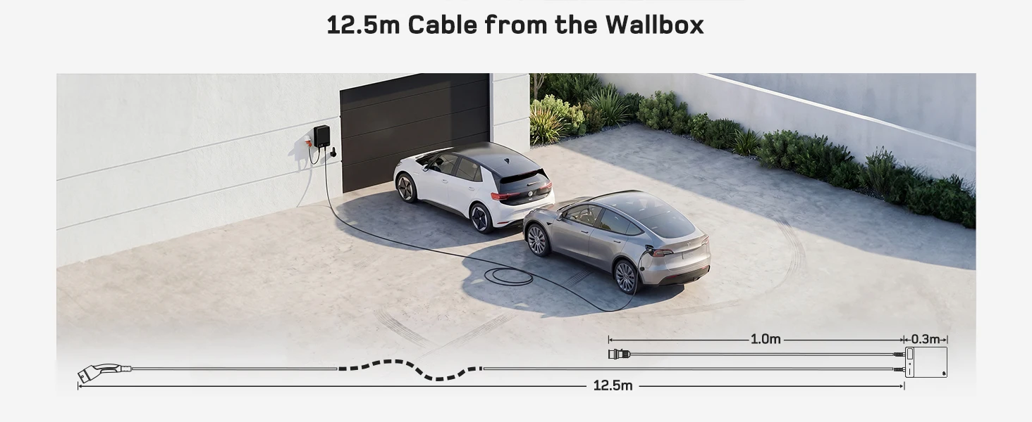 dé Wallbox Typ 2 11kW 16A 3-Phasen-Ladestation mit Tuya Smart App-Steuerung für Elektrofahrzeuge, 5m 7,5m 10m 12,5m 15m EV-Ladekabel – Detail 17