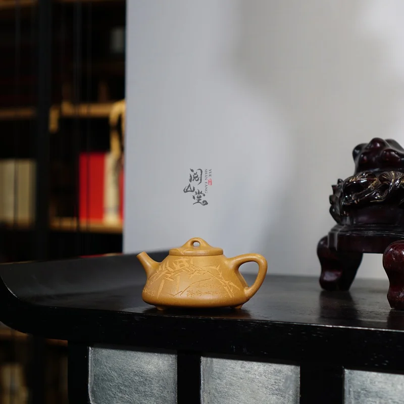 

★★★Yueshan Hall | Ziye Stone Ladle Sanzhen Pot Raw Ore Gold Segment Mud Literati Purple Clay Pot Wenxin Handmade