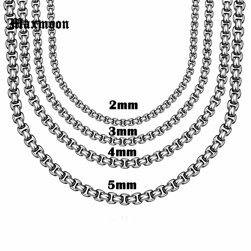 Maxmoon women Stainless Steel Chain Men Necklace Jewelry Accessories link chain Wholesale Square Box Chain Necklace