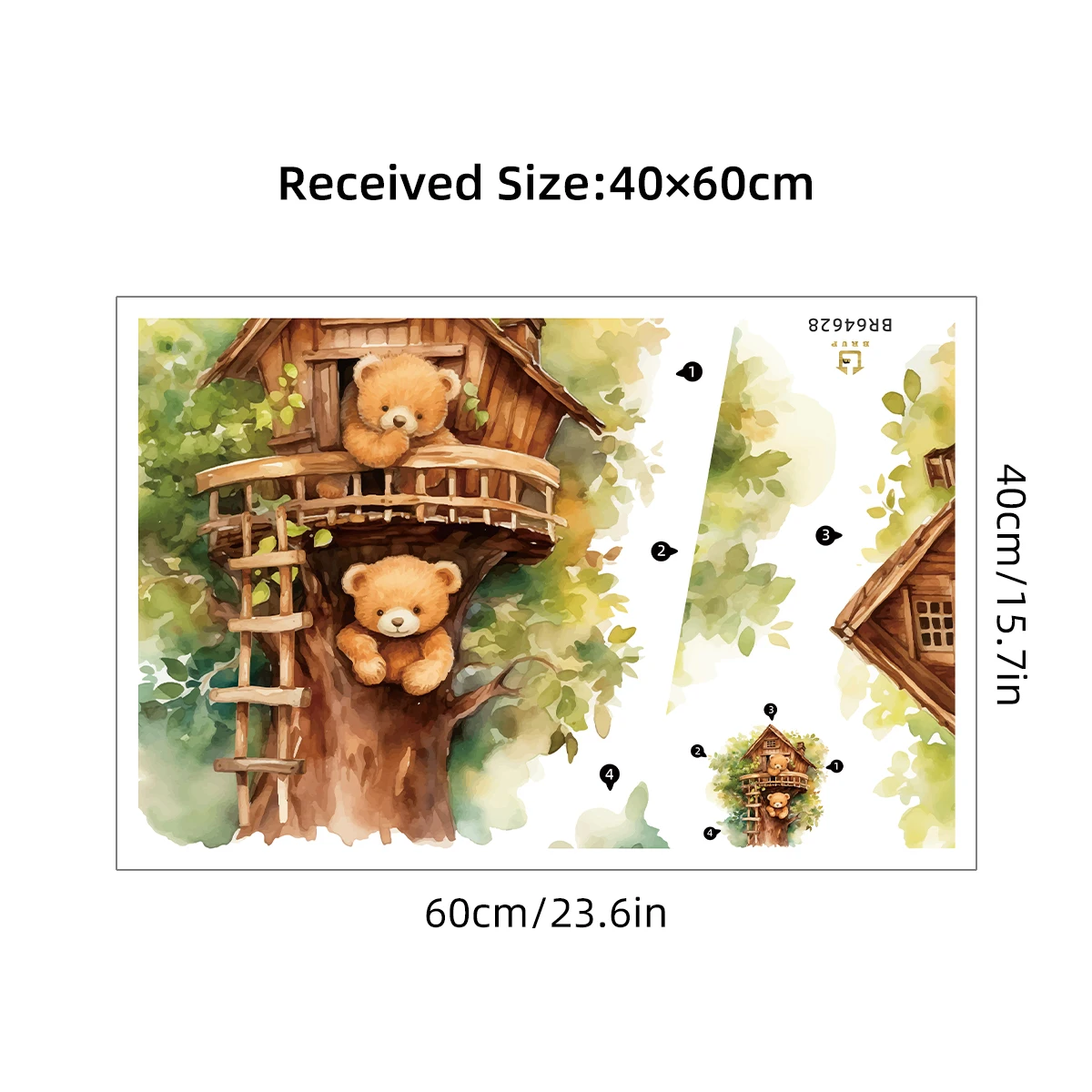 Cute Cartoon Bear Tree House Wall Stickers for Kids Room Bedroom Living Room Home Decoration Wall Decal