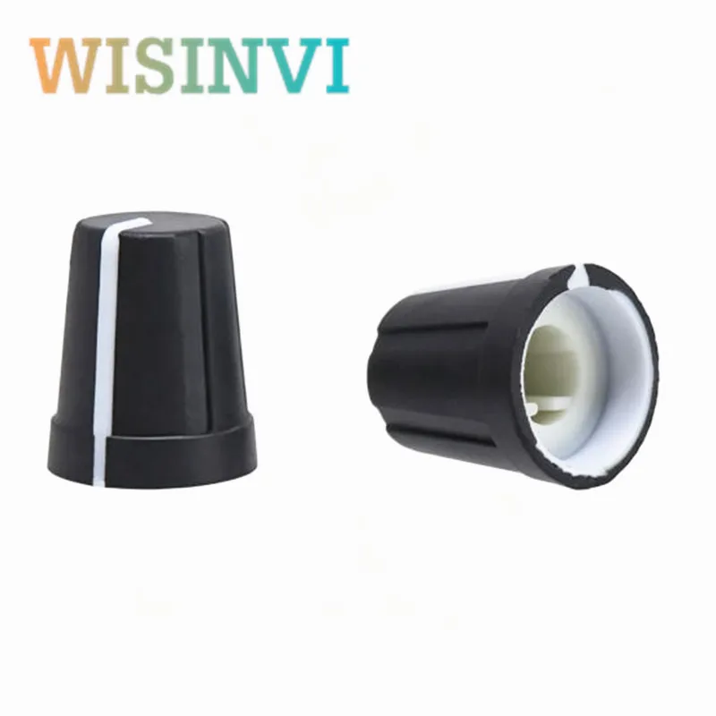 10PCS Rubber Knob 13.5x16mm D Shaft Spline Shaft Potentiometer 0/180/270 Degree Volume Knob Cap For For Audio Amplifier Mixer