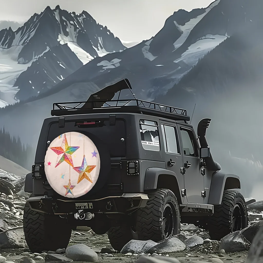 1pc Fashion | Simple | Fun Pattern Printed Spare Tire Cover For Cars, Suitable For Cars, Jeeps, And SUVs, Protects Tires, Fully