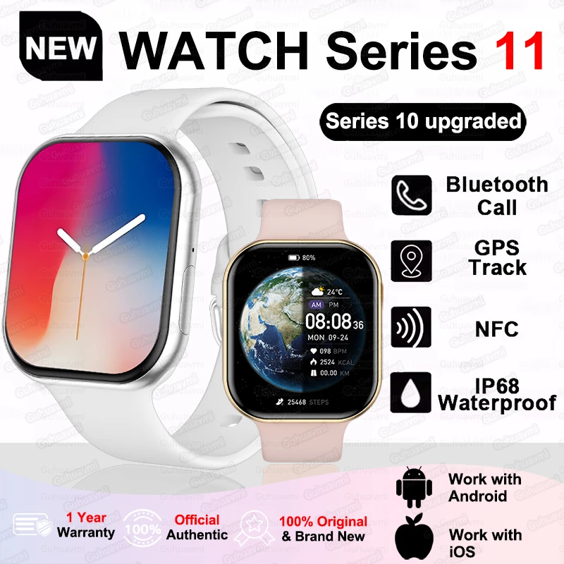 New GPS Watch 11 Series Smart Bracelet Woman 2.03” HD AMOLED Screen Music Bluetooth Call NFC Sport Waterproof Smartwatch For Men