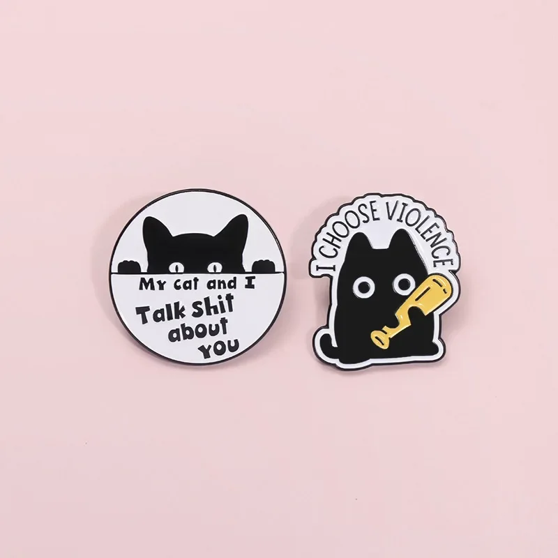 

Lapel Pins Cute Cartoon Black Cat Shaped Brooch Creative Fun Animal Series Cat Accessories Metal Badge Brooches on Clothes Pin