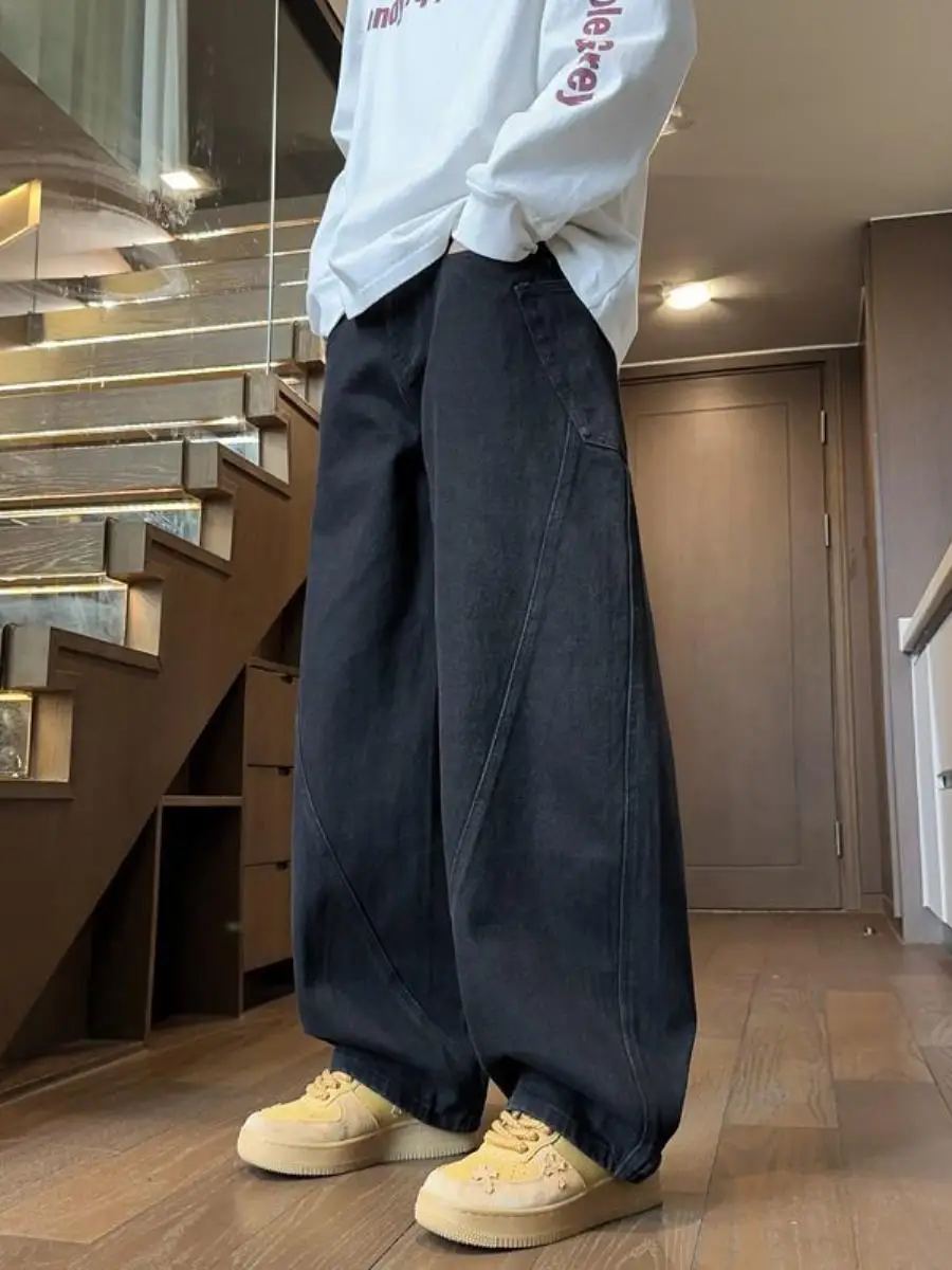 

American Sle Loose Straight Leg Men's Jeans Trendy Haome Knife Casual Comfortable Breathable Spring Autumn Wear