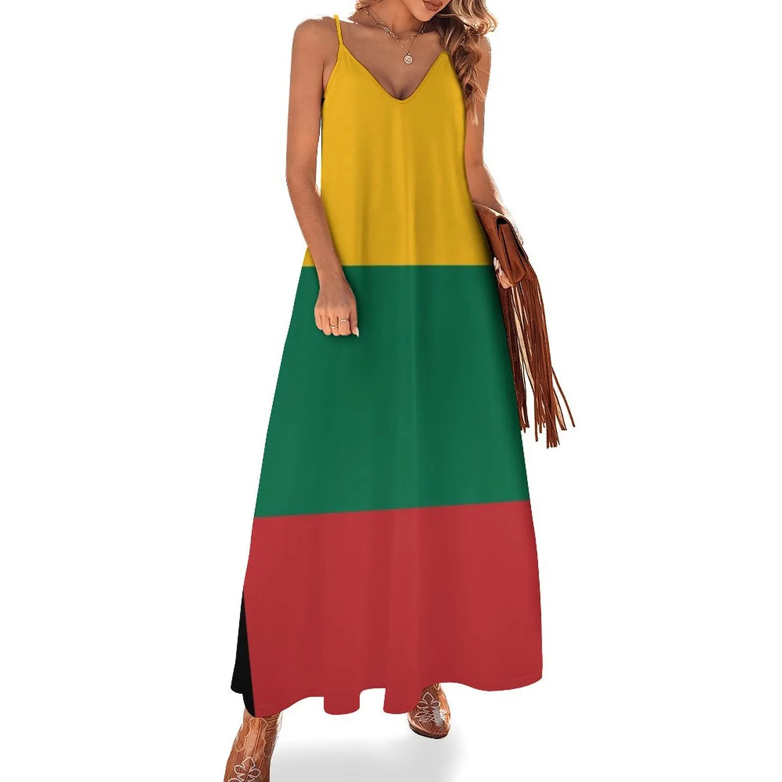 

Lithuania Flag Sleeveless Long Dress evening dress women dress summer dresses for official occasions summer daily